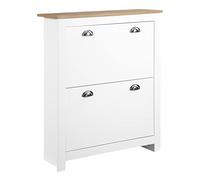 HOMCOM Mueble Zapatero Estrecho Zapatero Entrada Recibidor con 2 Cajones Abatibles Estantes Ajustables para 12 Pares de Zapatos para Pasillo 79x23x90,5 cm Blanco