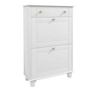 HOMCOM Mueble Zapatero Blanco Zapatero Estrecho con 2 Puertas Abatibles y 1 Cajón para 8 Pares de Zapatos 60x23,5x98,5 cm Aosom España