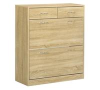 HOMCOM Mueble Zapatero Estrecho Armario de Zapatos con 2 Cajones Abatibles para 12 Pares de Zapatos 80x30x91,5 cm Roble Aosom España