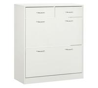 HOMCOM Mueble Zapatero Estrecho Zapatero Entrada Recibidor con 2 Cajones Abatibles y 2 Cajones Extraíbles para 12 Pares de Zapatos para Pasillo 80x30x91,5 cm Blanco