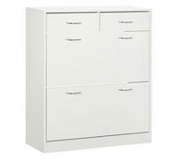HOMCOM Mueble Zapatero Estrecho Zapatero Entrada Recibidor con 2 Cajones Abatibles y 2 Cajones Extraíbles para 12 Pares de Zapatos para Pasillo 80x30x91,5 cm Blanco