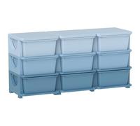 HOMCOM Muebles de almacenamiento para niños con 9 cajones, cómoda vertical de 3 niveles, organizador de juguetes para guardería, sala de juegos, jardín de infantes, color azul