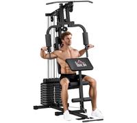 HOMCOM Multiestación Musculación con Prensa de Pecho 45 kg 100 kg Negro