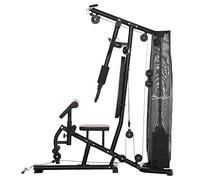 HOMCOM Multiestación Musculación Máquina de Musculación con Placas de Peso de 45 kg Polea y Prensa de Piernas y Pecho Carga 150 kg para Gimnasio Entrenamiento en Hagar Negro