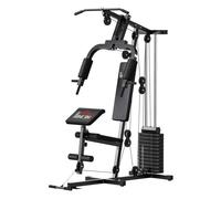 Homcom multiestación musculación, máquina de musculación con prensa de pecho, placas de peso 65 kg, curl de piernas y brazos, polea mariposa, carga 100 kg para entrenamiento casa gimnasio negro 103 cm