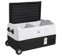 HOMCOM Nevera Portátil Eléctrica 30,5L -20℃ 12/24V DC y 100-240V CA con 2 Ruedas y Compartimento Congelador 72,6x39x37,3 cm Negro Aosom España