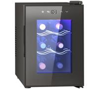 Homcom Nevera Vinos Con Luz Led Interior Temperatura Regulable Y Estantes Negro