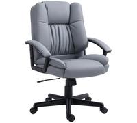 HOMCOM Office Chair Silla de Oficina, Cuero sintético, Gris Claro, 62 x 67 cm