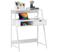 HOMCOM Oficina Secretaria Oficina Informática Estilo Neo-Retro Cajón Niche Estante Metal Blanco