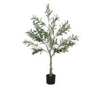 Homcom olivo artificial 120 cm planta artificial decorativa con hojas de seda y 20 aceitunas decoración interior para hogar oficina dormitorio salón pack 1