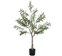 HOMCOM Olivo Artificial 120 cm Planta Artificial Decorativa con Hojas de Seda y 20 Aceitunas Decoración Interior para Hogar Oficina Dormitorio Salón Pack 1 ×1