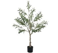 HOMCOM Olivo Artificial 120 cm Planta Artificial Decorativa con Hojas de Seda y 20 Aceitunas Decoración Interior para Hogar Oficina Dormitorio Salón Pack 1