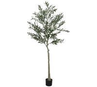 HOMCOM Olivo Artificial 180 cm Planta Artificial Decorativa Grande Árbol Artificial de Interior con 40 Aceitunas para Decoración de Hogar, Oficina, Dormitorio y Balcón Verde