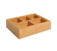 Homcom organizador de escritorio de bambú caja de almacenamiento extensible con 5-7 cajones para maquillaje oficina estudio 24,6-41x17,6x7 cm natural