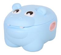 HOMCOM Orinal para Bebés en Forma de Hipopótamo 2 en 1 40x30x23 cm Azul | con Tapa, Cubo Extraíble, Cepillo Inodoro, para Aprender Entrenamiento, Carga 25 kg