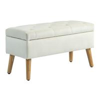 HOMCOM Otomana de Almacenaje con Tapa 80x35x42 cm Blanco Crema