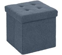 HOMCOM Otomana plegable, otomana de lana de sherpa con 37,6 litros de capacidad, taburete para salón, dormitorio, 38 x 38 x 38 cm, azul