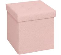HOMCOM Otomana plegable, otomana de lana de sherpa con 37,6 litros de capacidad, taburete para salón, dormitorio, 38 x 38 x 38 cm, rosa