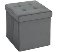HOMCOM Otomana plegable, otomana de terciopelo con 37.6L de capacidad, taburete para salón, dormitorio, 38 x 38 x 38 cm, gris