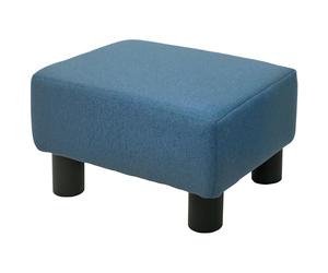 HOMCOM Otomano de tela lino con patas 40 x 30 x 24cm, Azul | Reposapiés, asiento pequeño, puf, oficina en casa