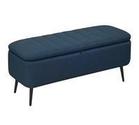 HOMCOM Ottoman con Tapa, Patas Acero, Dormitorio, Azul Oscuro