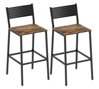 HOMCOM Pack 2 Taburetes de Bar con Respaldo y Reposapiés - Estilo Industrial, Marrón Rústico