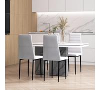 HOMCOM Pack 4 Sillas de Comedor Tapizadas Lino Patas de Metal 41x50x97 cm Negro