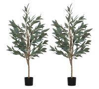 HOMCOM Pack de 2 Árboles Artificiales de Laurel 150 cm Plantas Artificiales Decorativa para Interior Hogar Oficina Dormitorio Verde