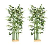 HOMCOM Pack de 2 Bambú Artificial con Maceta de Madera Plantas Artificiales de Decoración para Interior 35x10x180 cm Verde Aosom España