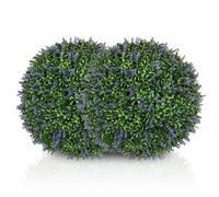 HOMCOM Pack de 2 bolas topiarias artificiales, plantas decorativas falsas resistentes a los UV, Ø 42 cm, violeta y verde