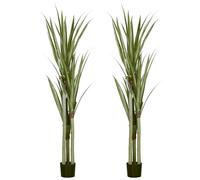 HOMCOM Pack de 2 Plantas Artificiales de Yuca 190 cm con Maceta Verde