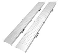 HOMCOM Pack de 2 Rampas Plegables de Metal con Asas hasta 400 kg para Neumáticos hasta 22,5 cm Plateado Aosom España