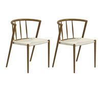 HOMCOM Pack de 2 Sillas de Comedor Asiento de Cuerda de Papel 51x51x71 cm Roble