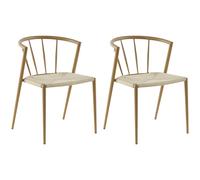 HOMCOM Pack de 2 Sillas de Comedor con Asiento de Cuerda de Papel Sillas de Cocina Apilables Estilo Moderno Carga 120 kg 51x51x71 cm Roble y Crema