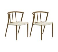 HOMCOM Pack de 2 Sillas de Comedor con Asiento de Cuerda de Papel Sillas de Cocina Apilables Estilo Moderno Carga 120 kg 51x51x71 cm Roble y Crema