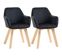 HOMCOM Juego de 2 Sillas de Comedor Modernas Tapizadas en Terciopelo con Patas de Madera para Salón 54x57x80 cm Negro Aosom España