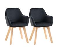 HOMCOM Juego de 2 Sillas de Comedor Modernas Tapizadas en Terciopelo con Patas de Madera para Salón 54x57x80 cm Negro Aosom España