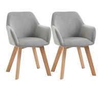 HOMCOM Pack de 2 Sillas de Comedor Modernas Sillas de Cocina Tapizado en Terciopelo con Respaldo Reposabrazos y Patas de Madera Carga 120 kg para Salón Dormitorio 54x57x80 cm Gris