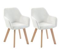 HOMCOM Pack de 2 Sillas de Comedor Modernas, Sillas de Cocina Tapizado en Terciopelo, con Respaldo, Reposabrazos y Patas de Madera, Carga 120 kg, para Salón, Dormitorio, 54x57x80 cm, Blanco Crema