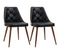HOMCOM Pack de 2 Sillas de Comedor Sillas de Cocina Modernas con Tapizado en PU y Patas de Acero para Salón Oficina Dormitorio Carga 120 kg 50,5x59x82 cm Negro