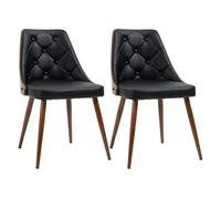 HOMCOM Pack de 2 Sillas de Comedor Sillas de Cocina Modernas con Tapizado en PU y Patas de Acero para Salón Oficina Dormitorio Carga 120 kg 50,5x59x82 cm Negro