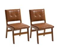 HOMCOM Pack de 2 Sillas de Comedor, Sillas de Cocinas Modernas, Tapizadas en PU, Asiento Acolchado, Patas de Madera, para Salón, Marrón