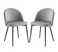 HOMCOM Pack de 2 Sillas de Comedor Tapizadas en Terciopelo Sillas de Cocina con Respaldo Acolchados Patas de Metal Carga 90 kg para Salón 49x50x77 cm Gris