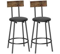 HOMCOM Pack de 2 Taburetes de Bar Taburetes Altos de Cocina Respaldo Negro