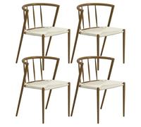 HOMCOM Pack de 4 Sillas de Comedor con Asiento de Cuerda de Papel Sillas de Cocina Apilables Estilo Moderno Carga 120 kg 51x51x71 cm Roble y Crema