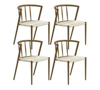 HOMCOM Pack de 4 Sillas de Comedor con Asiento de Cuerda de Papel Sillas de Cocina Apilables Estilo Moderno Carga 120 kg 51x51x71 cm Roble y Crema