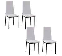 HOMCOM Pack de 4 Sillas de Comedor Modernas con Respaldo Alto Blanco