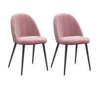 HOMCOM Pack de 4 Sillas de Comedor Modernas Sillas de Cocina Tapizada en Terciopelo con Respaldo Alto y Patas de Acero para Sala de Estar 50x52x83 cm Rosa Palo