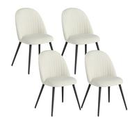 HOMCOM Pack de 4 Sillas de Comedor Modernas, Sillas de Cocina Tapizada en Terciopelo con Respaldo Curvo y Patas de Acero, para Salón, Crema