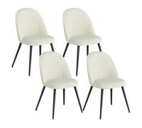 HOMCOM Pack de 4 Sillas de Comedor Modernas, Sillas de Cocina Tapizada en Terciopelo con Respaldo Curvo y Patas de Acero, para Salón, Crema